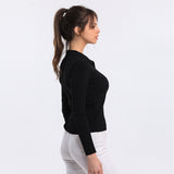 Черная женская рубашка-поло с длинным рукавом